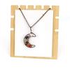 Vintage Handmade Wire-Wrapped Amethyst Moon Pendant Necklace with Colorful Crushed Stone Beads