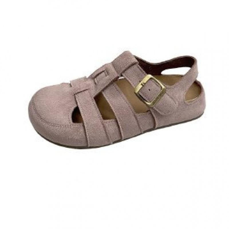 2025 new summer sandals hole shoes flat bottom Boken shoes women's wear casual versatile lazy one pedal hollow