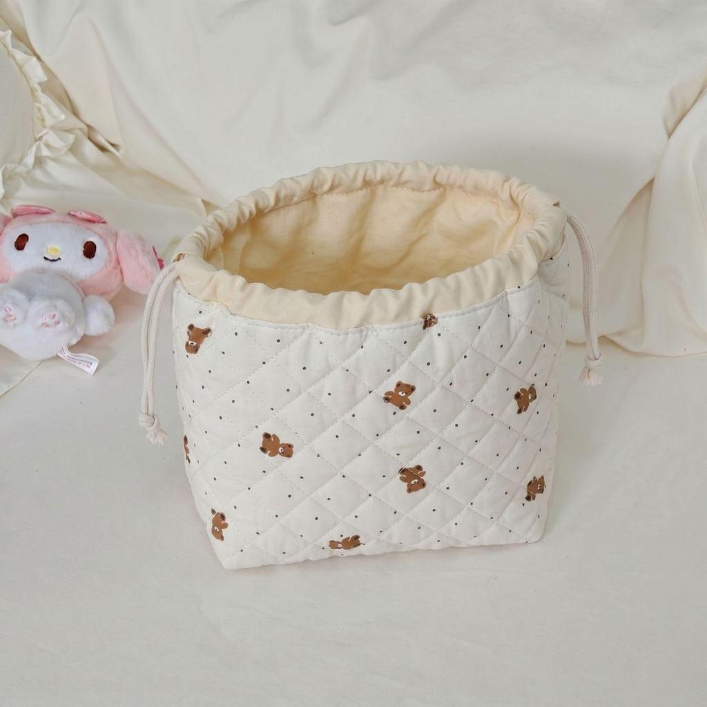 Premium Quilted Travel Storage Pouch: Large Capacity, Cute Drawstring Design