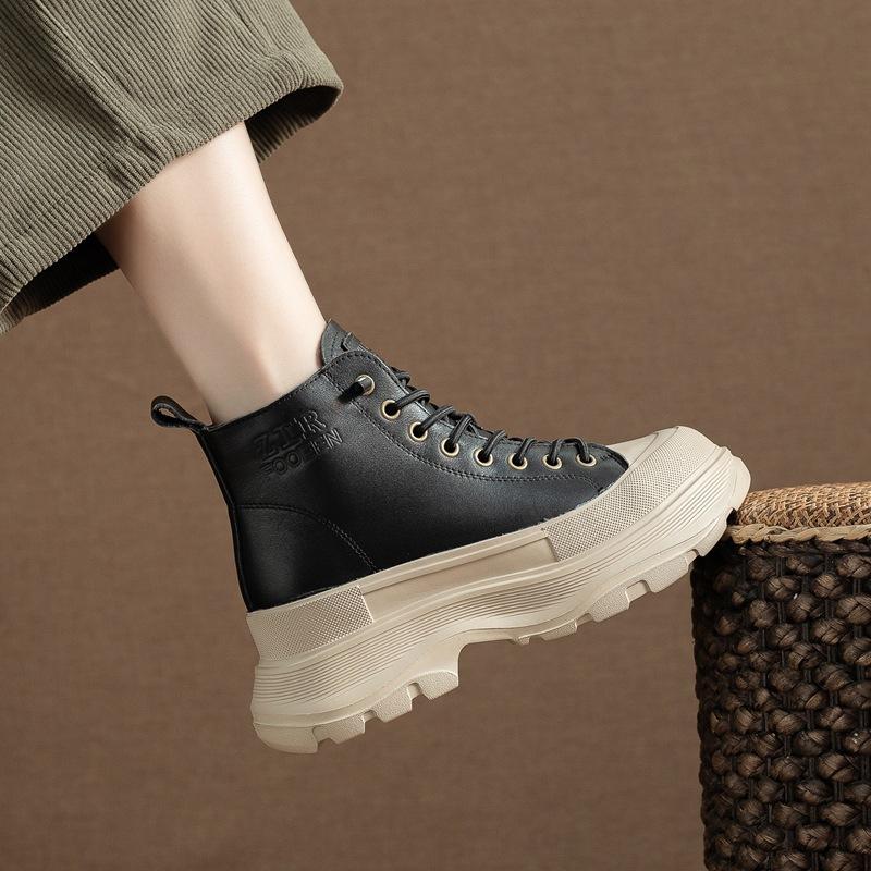 New Thick-soled Women's Boots, Round-toed Fashionable Ankle Boots, Versatile Casual Women's Shoes