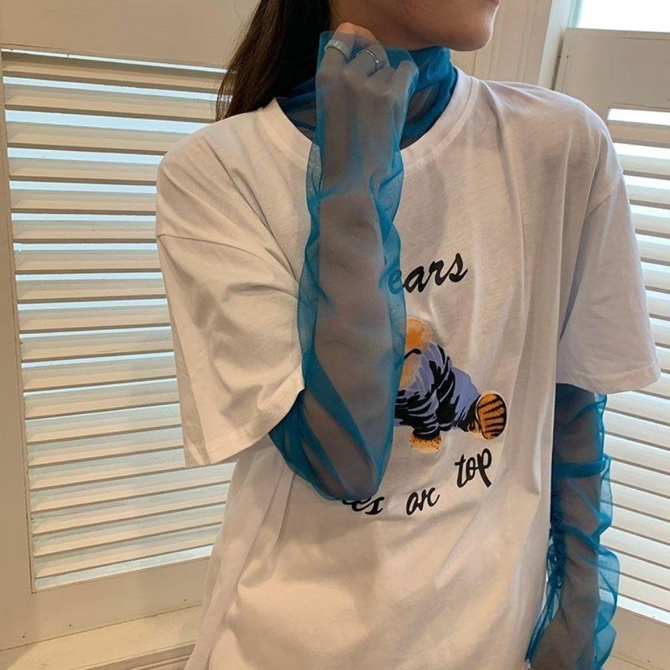 Inneres Basisshirt Elastisches Mesh Sonnenschutz-Top T-Shirt mit hohem Kragen Damen Western-Stil Spitze Transparent Super Fee