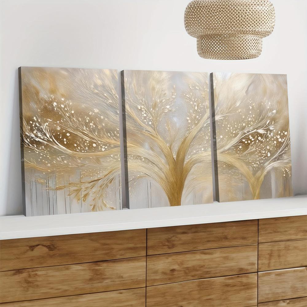 3-piece set of modern minimalist abstract gold foil decorative paintings, living room foyer, bedroom sofa, background wall hangi