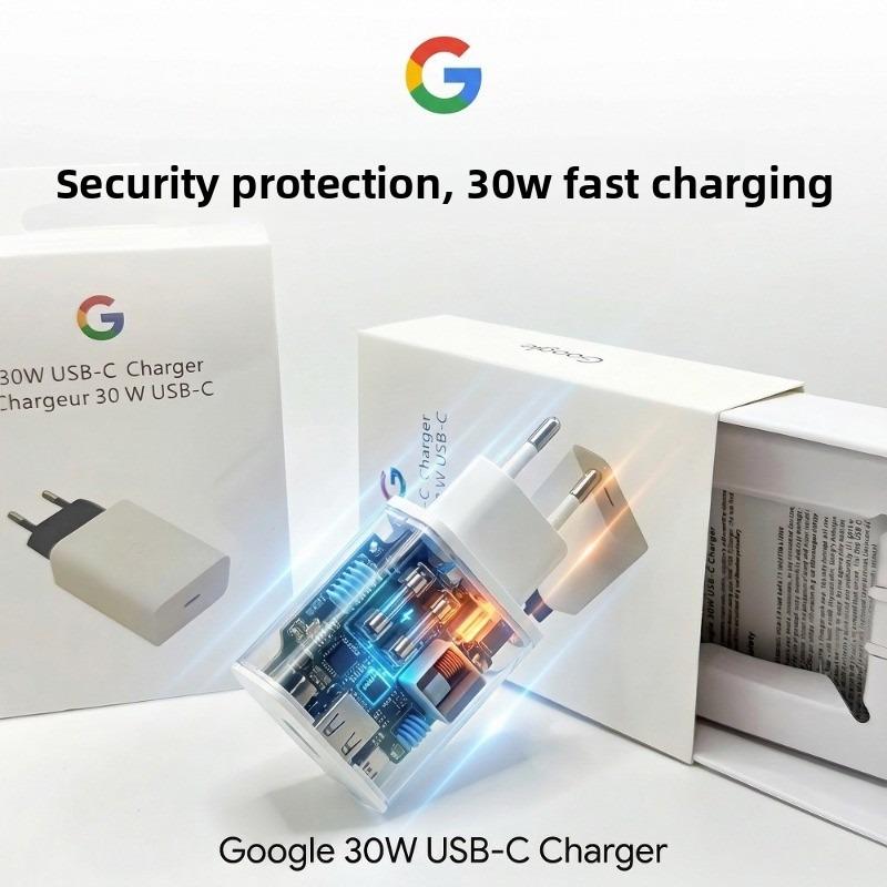 Google Adaptador de Alimentação USB-C de 30W (Plugue da UE) - Carregamento Rápido para Dispositivos Pixel