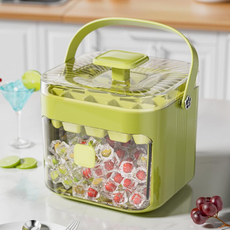 

Large Capacity Ice Mold Press Ice Cube Tray Ball Maker Household Freezer Storage зелений