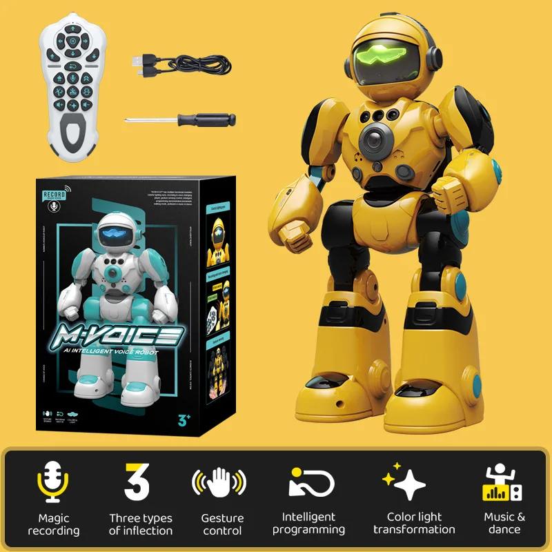 Toy Robot Rc Control Interactive Robot Intelligent for Kids Dance Voice Command Touch Gesture Control Toys Birthday Gifts жёлтый