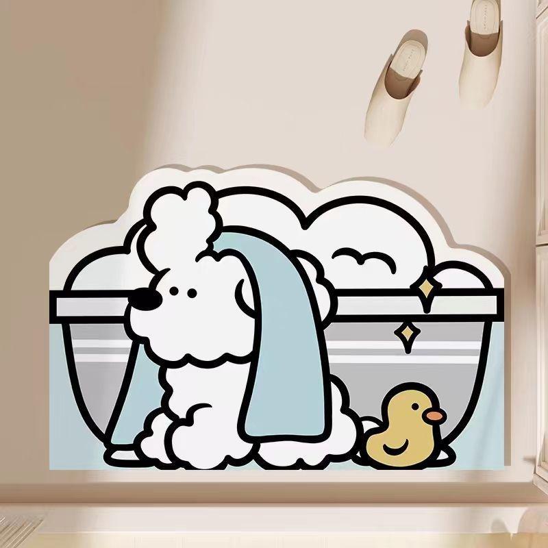 Cute cartoon bathroom absorbent floor mat diatom mud household toilet toilet toilet quick drying non-slip foot pad