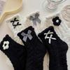 White Black Women's Socks Fleece Fluffy Socks Comfortable Fuzzy Socks