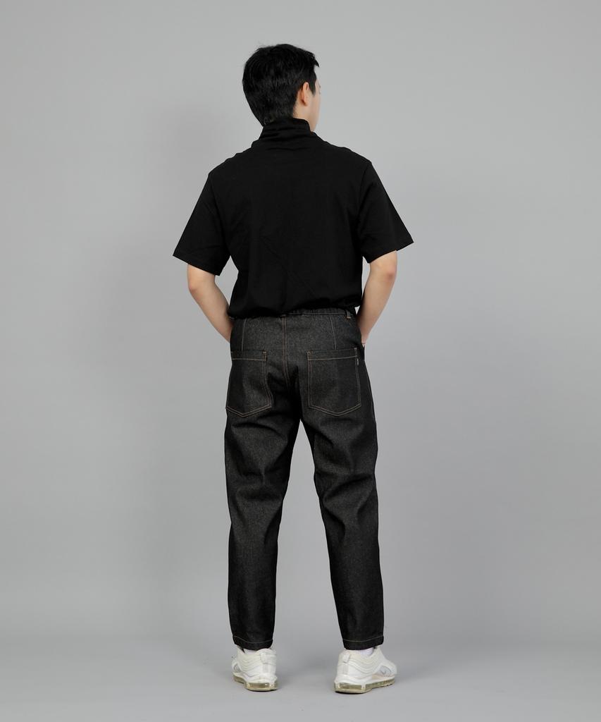 Seinteukeulu Tapered Cut Crop Half-Band Pants Tch-326 Black Denim Brs
