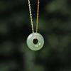 925 Sterling Silver Jewelry New Ladies Luxury Peace Buckle Egg Jade Pendant Necklaces For Women Wedding Party Gift Length 45CM