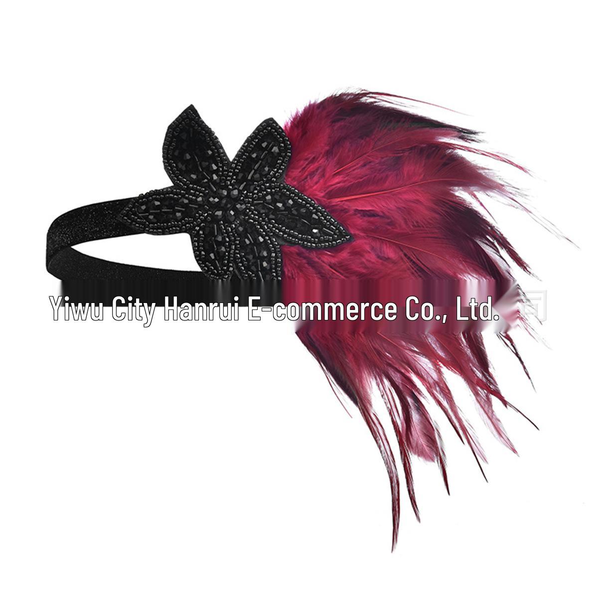 1920s Women’s Masquerade Rhinestone  Feather Headband for Halloween and Bachelorette Parties.