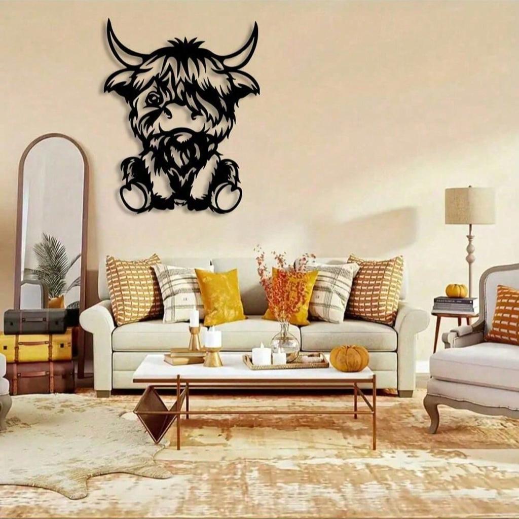 Metal Cow Wall Art, Animal Sculpture, Home Office Living Room Bedroom Decor, Thanksgiving Mother Day Father Day Halloween Christmas New Year Gift