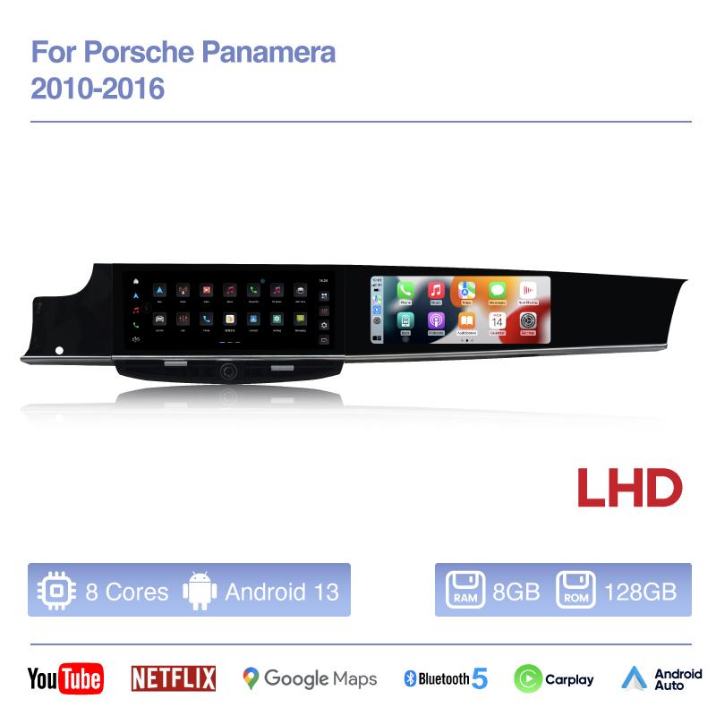 12.3" Dual screen Car Radio Multimedia Video Player For Porsche Panamera 2010-2016 GPS navigation Android13 Auto Carplay 4G wifi