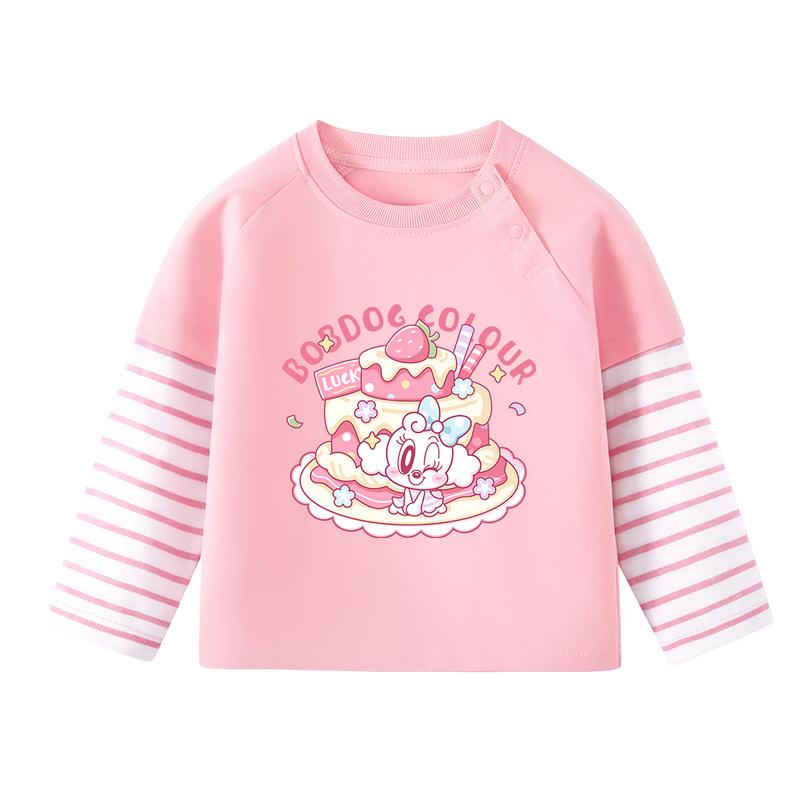 Balbado Girls  Pure Cotton Faux Two-Piece Long Sleeve T-Shirt 120