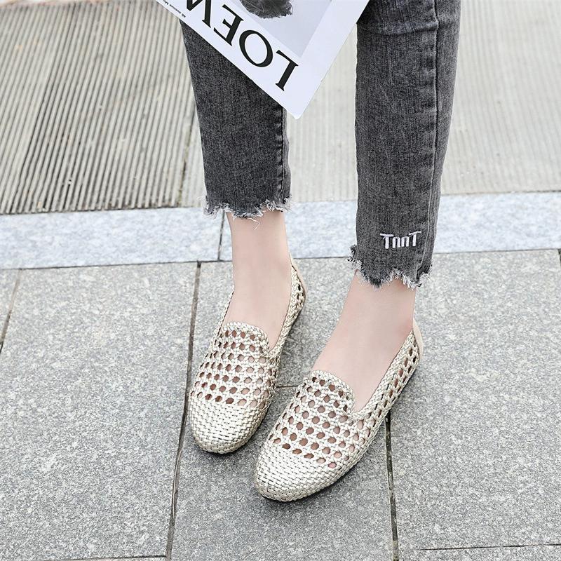 Fashion GKTINOO 2025 Summer New Genuine Leather Sandals For Women Hand-woven Hollow Flat Soft Sole Large Size Women's Shoes