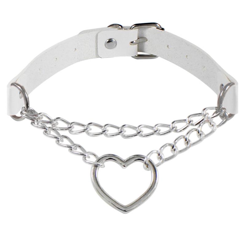 Eco-friendly Harajuku Peach Heart PU Leather Choker Necklace - Trendy Heart-Shaped Clavicle Chain
