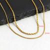 2pcs Men's Chain Necklace,Stainless Steel Black Gold Silver Color Twisted Rope Chain Collars,Trendy Punk Basic Chains Gift
