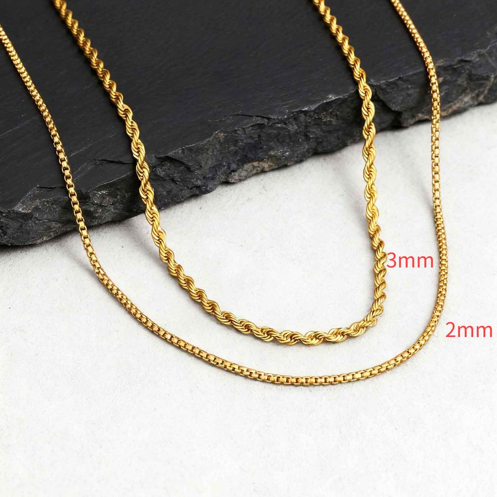 2pcs Men's Chain Necklace,Stainless Steel Black Gold Silver Color Twisted Rope Chain Collars,Trendy Punk Basic Chains Gift