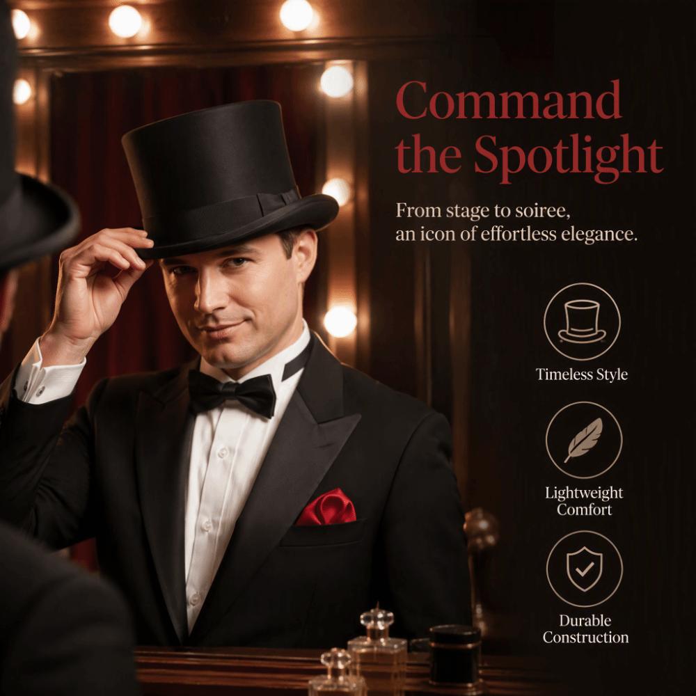 Wool Material Magician Hat Classic Design Wool Top Hat Gentleman Style Cylinder Hat Party Wear