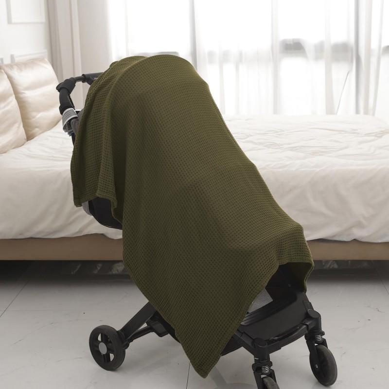 Soft Cotton Waffle Weave Baby Blanket With Mesh Ventilation Swaddle Wrap Newborns Toddlers Breathable Use
