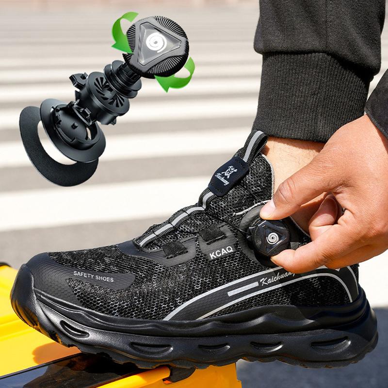 Fashion Protective Shoes Work Sneakers Men Rotating Button Safety Shoes Men Puncture-Proof Indestructible Shoes Steel Toe Boots
