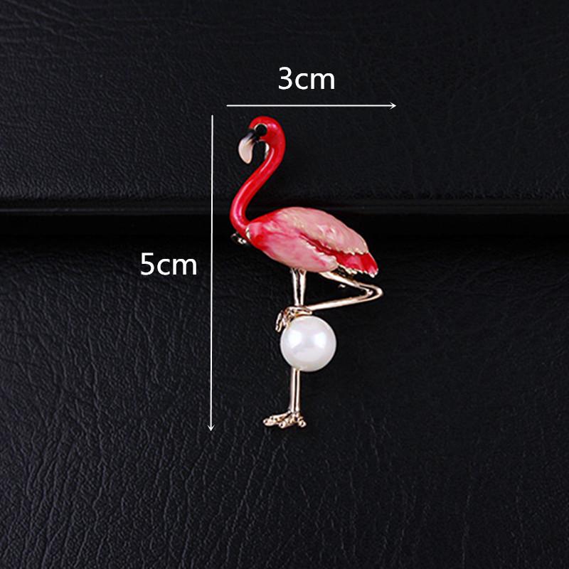 Vibrant Enamel 3D Flamingo Brooch with Pearl Lapel Pin Corsage