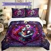 3pcs Duvet Cover Set, Halloween Jack Sally Skull Bedding Set, Machine Washable, Breathable Fabric, All-Season Cozy Bedroom Accessory