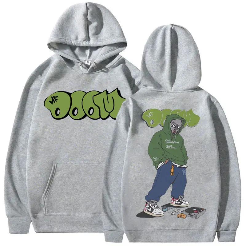 Rapper Mf Doom Graphic Print Hoodie Men Women Hip Hop Fleece Oversized Sweatshirt Male Fashion Trend Hoodies Men's Streetwea