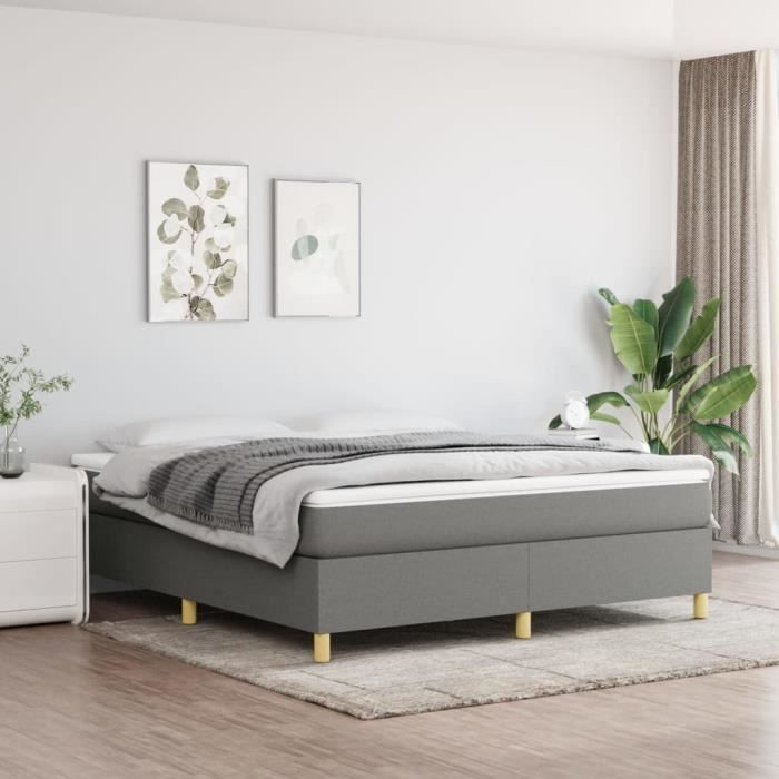 3144539 vidaXL Divan Bed with Mattress Dark Grey 180x200cm Fabric