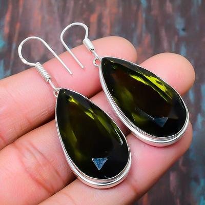 Pendiente hecho a mano de la joyería de la plata esterlina 925 de la piedra preciosa del peridoto para la acción de gracias
