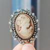 Fashion Cameo Brooch Beauty Head Corsage, Alloy Rhinestone Corsage Clothing, Pin Accessories Women