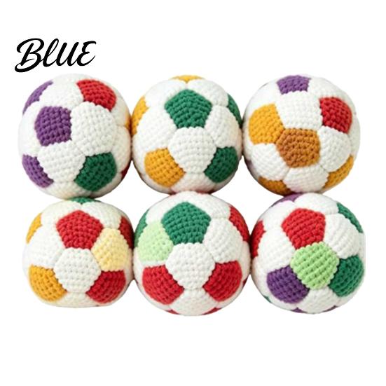 Soft Durable Sandbags 6Pcs Knitted Footbag Sack Handmade Crochet Juggling Balls for Beginners Vibrant Pattern Yarn Outdoor Play Colorful Gift Teens