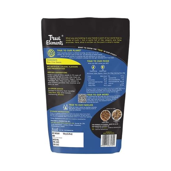 True Elements Chia Seeds 150g – Non-GMO, High-Fiber, Omega-3 Rich