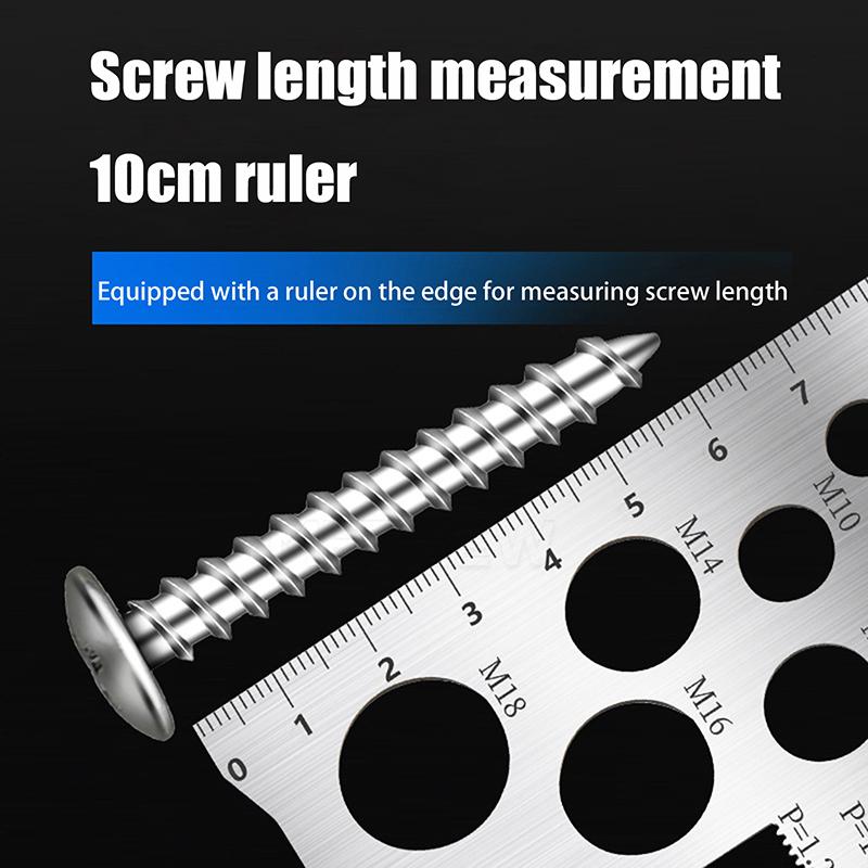 Thread Checker Screw Measurement Ruler Stainless Steel Caliper Metric Gauge Tool For Measuring Screw Pitch Bit Bolt Nut Screw