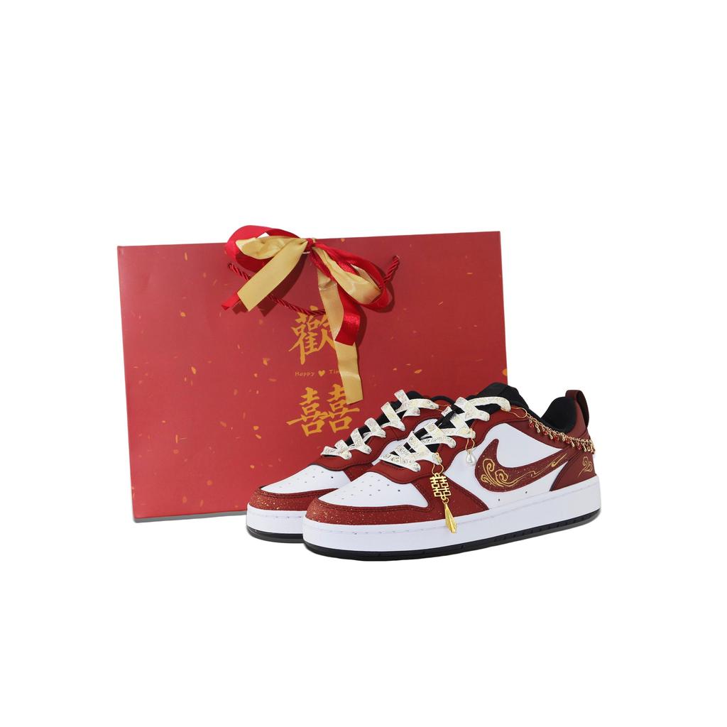 Nike Court Borough 2 Slip Resistant, Abrasion Resistant, Lightweight Low Top Skateboard Shoes Women's Red BQ5448-115(Team129-)