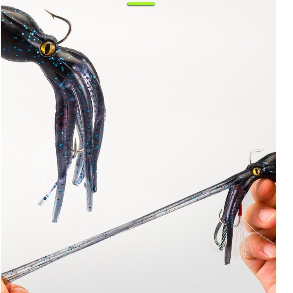 2pcs Built-in Counterweight Fishing Lure 11cm Length 22g Weight Artificial Bait Long Tail Silicone Material Squid Skirts