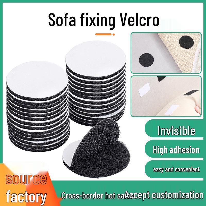 Needle-Free Sofa Cushion Fasteners: Non-Slip Hook & Loop Stickers with Self-Adhesive Backing