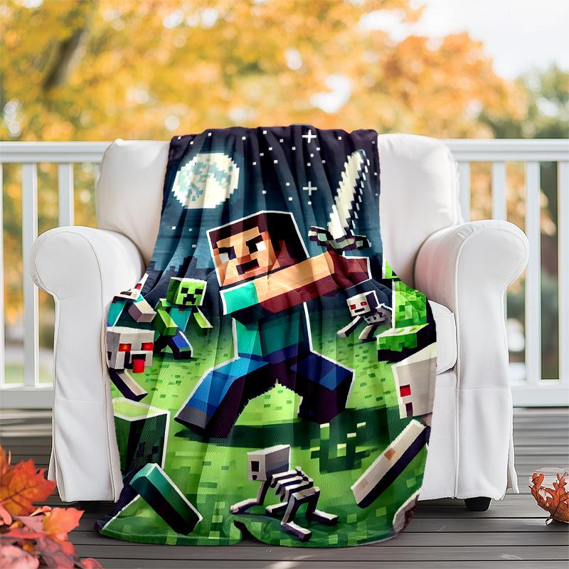1pc Pixel games Theme Blanket - Digital Print, Polyester, Cozy for All Seasons, Perfect for Outdoor, and Travel