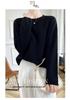 Women's Pure Wool Knit Cashmere Sweater - Round Neck, Hollow Design, Loose Fit, Slimming Pullover for Autumn and Winter