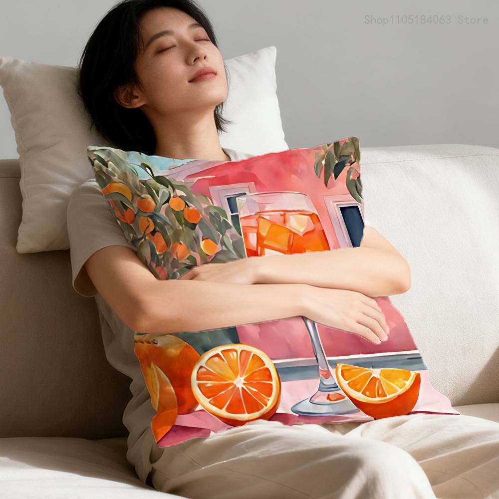A-Aperol Spritz Kissenbezug für 45x45cm 40x40cm 55x55cm 50x50cm 30x30cm Quadratischer Auto-Kissenbezug Hülle