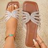 Summer Sandals for Women Flat Sandal Sparkle Rhinestone Slide Trendy Women's Beach Sparkly Dressy Slip On Bling Casual Shoes