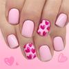 24 Pcs Press On Nail Short Square False Nail Heart Design Full Cover Acrylic Artificial Nail Valentine's Day