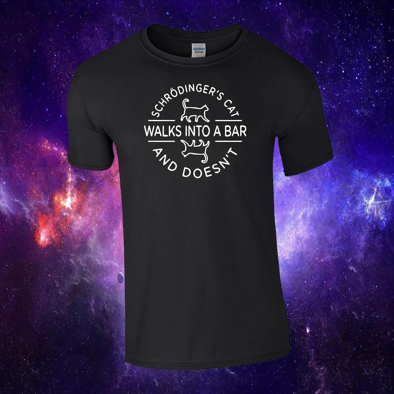 Schrödinger s Cat Walks Into A Bar Funny Science Nerd Kids/Adults Top T-shirt 4XL