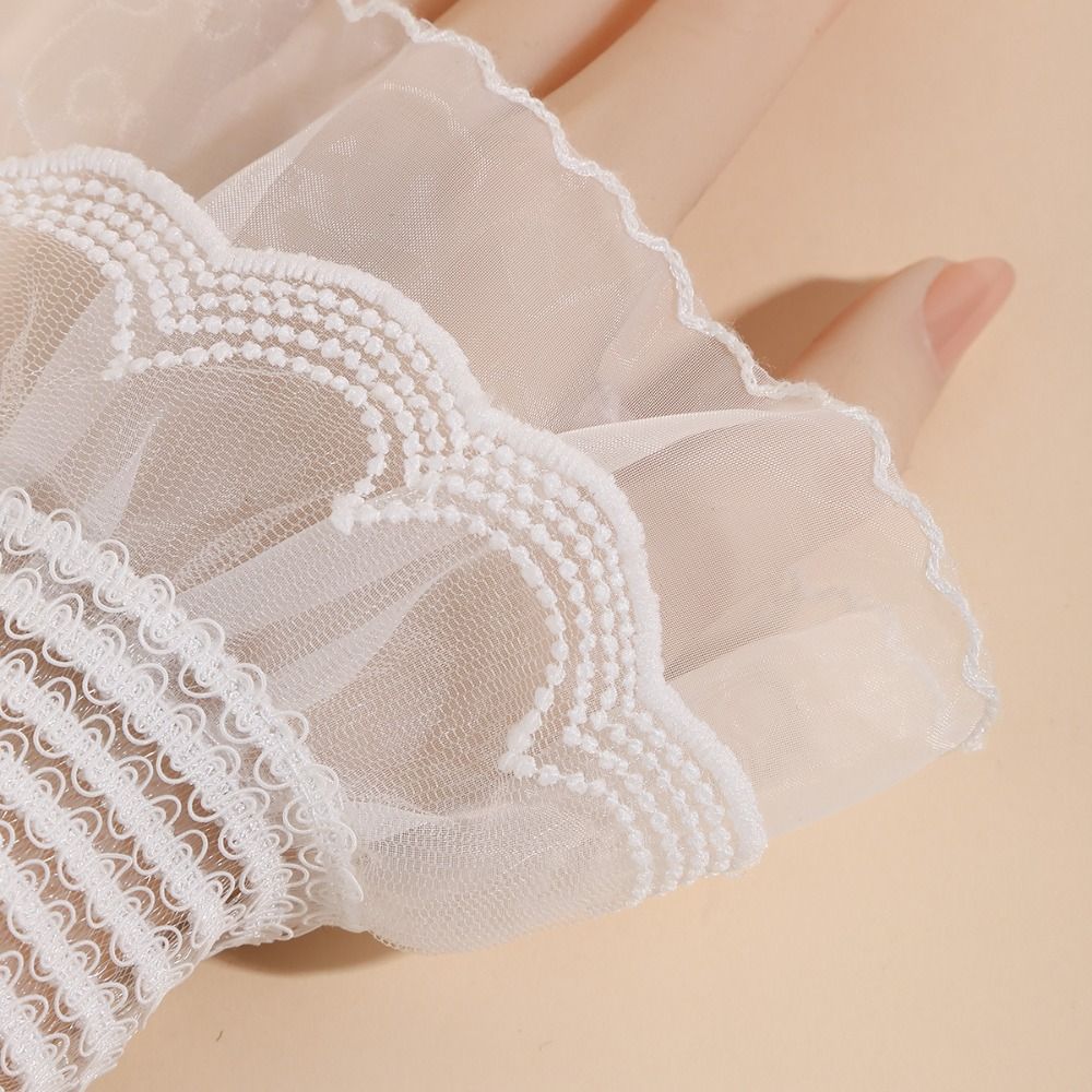 Flower Lace Fake Cuffs Pleated False Cuff Sleeve Cute Horn Cuffs Decoration  Shirt Decoration