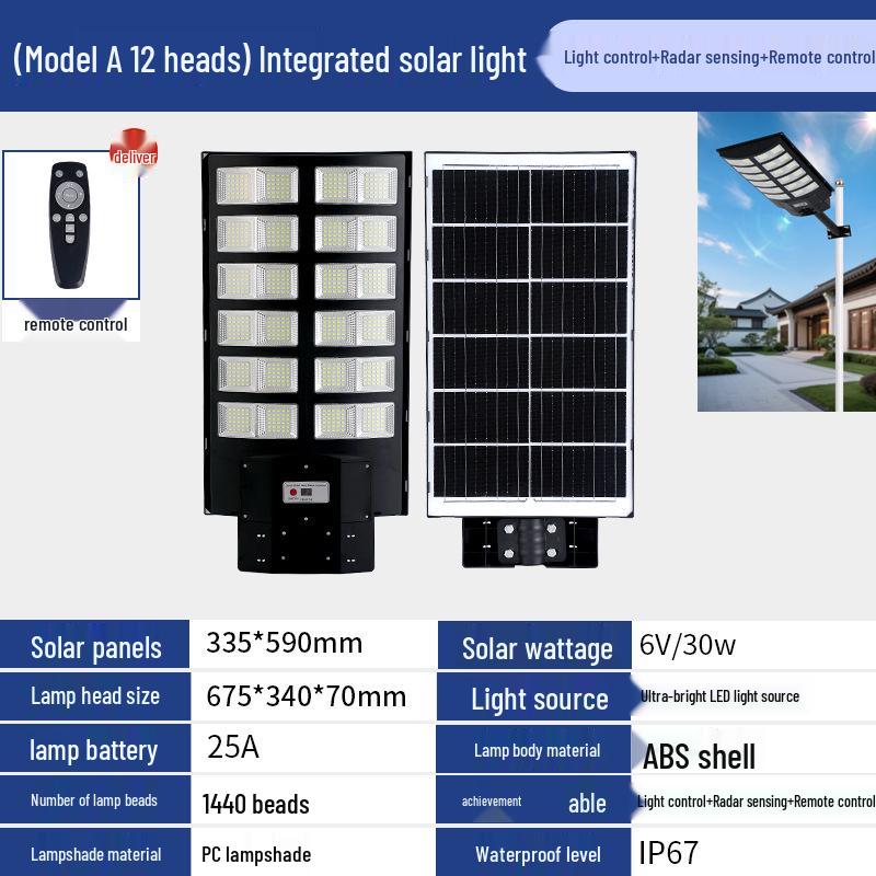 LED Solar Street Light with Radar Sensor for Outdoor Courtyard