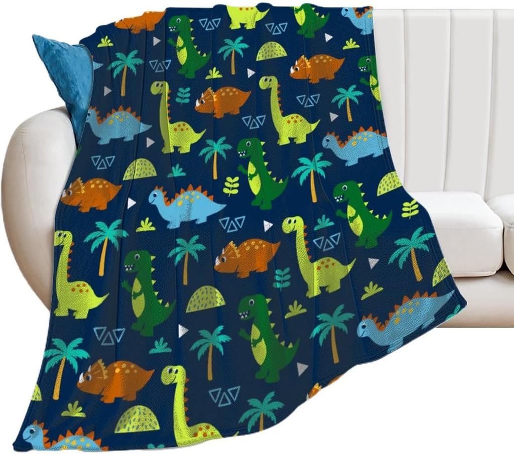 Cartoon Dinosaur Throw Blanket Soft Flannel Blanket for Chair Travelling Camping Kids Adults Bed Couch Cover Winter Nap Blanket