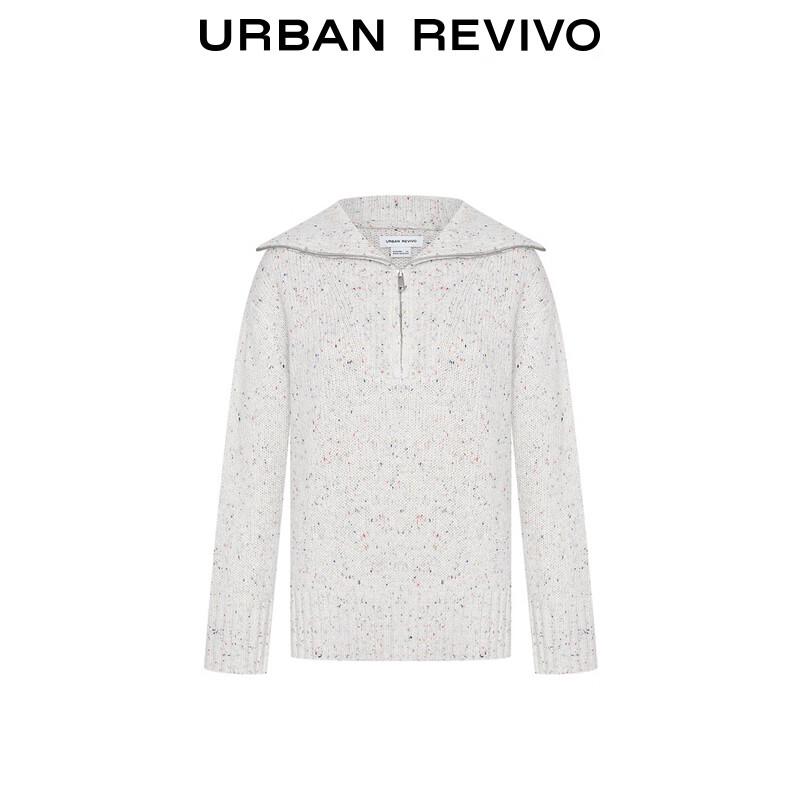 UR Damen 2024 Herbst/Winter Strickoberteil mit Reverskragen und Reißverschluss, lockere Passform