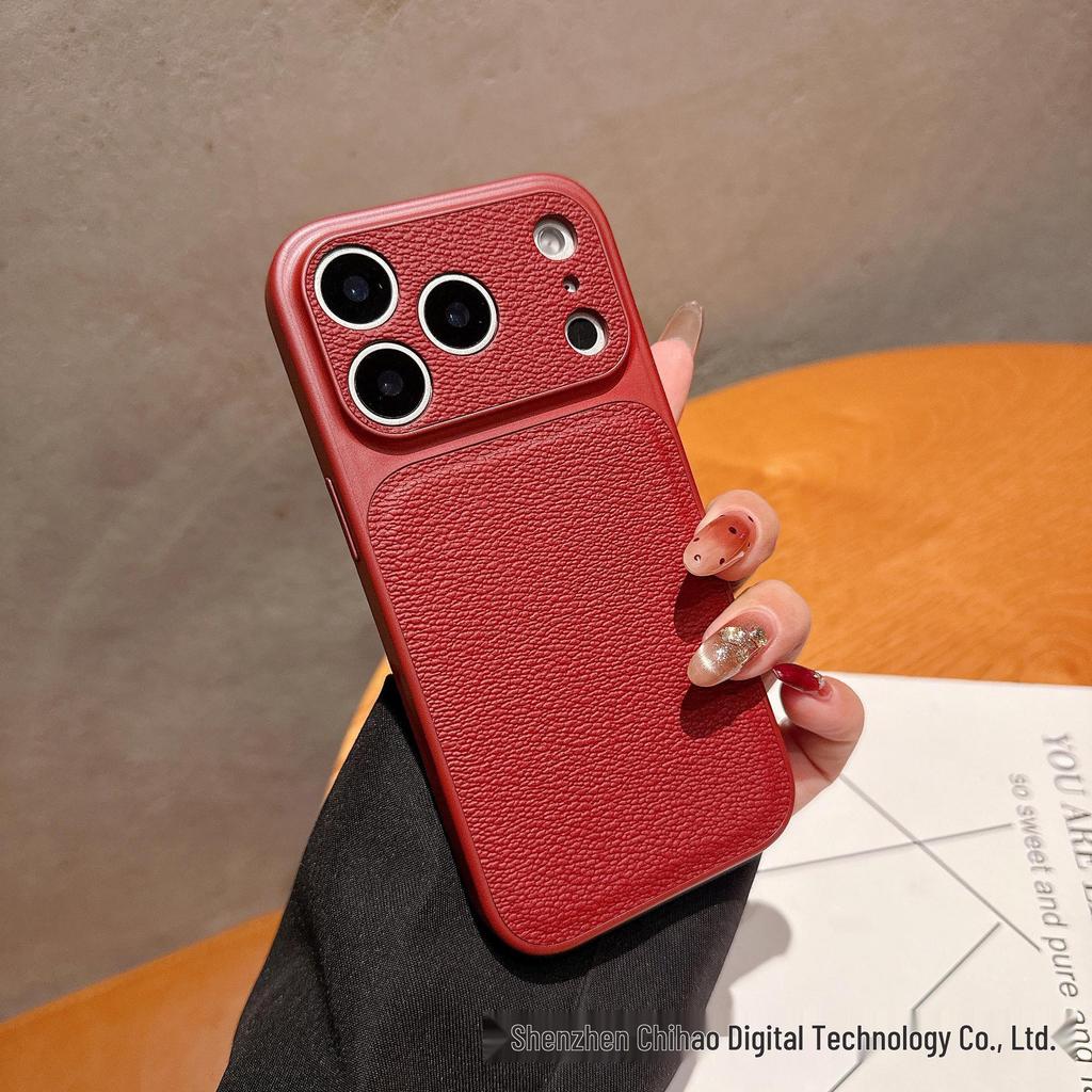 iPhone 17 Pro Max Lychee Pattern Case: Simple Precise Hole Design, Anti-fall PC for Apple 16