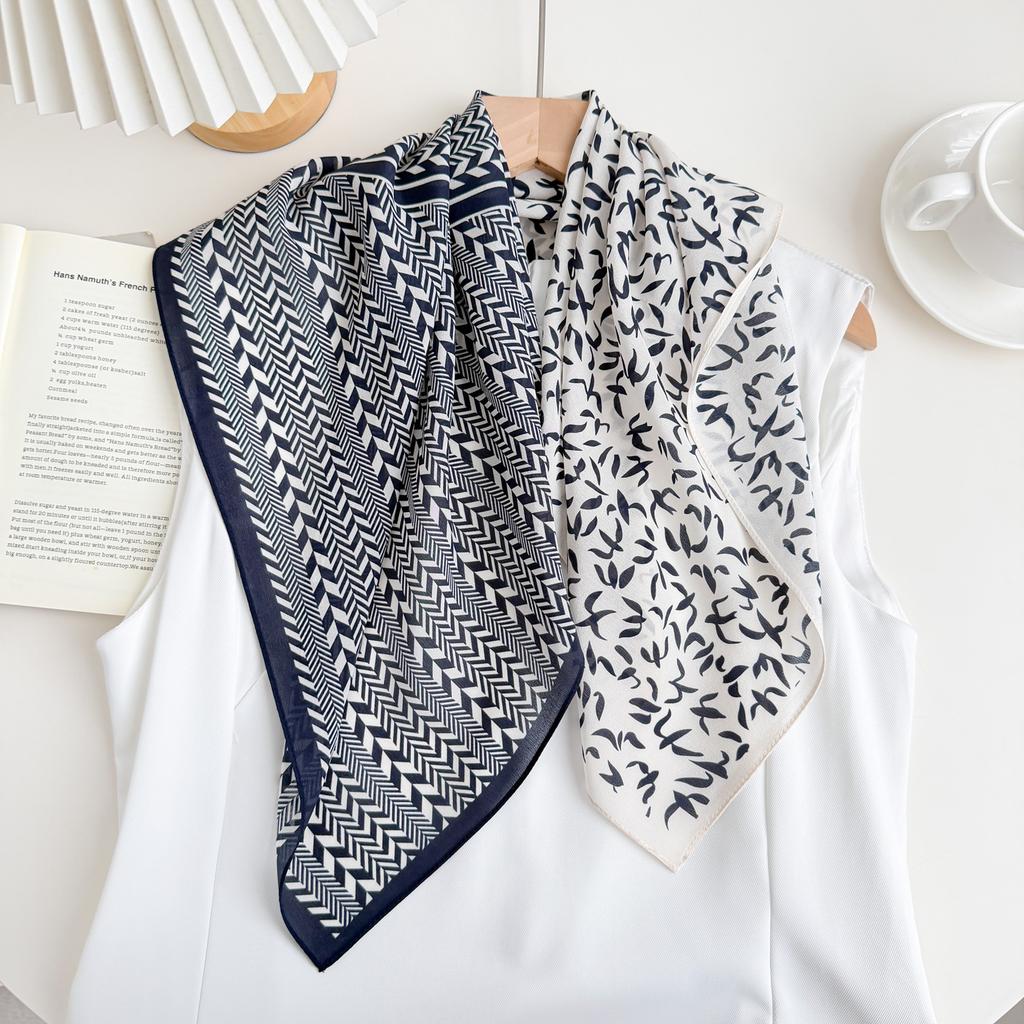 Spring Versatile Silk Double Crepe Silk Scarf Women's 100% Mulberry Silk 70 Square Scarf Shawl Temperament Fashion Silk Scarf
