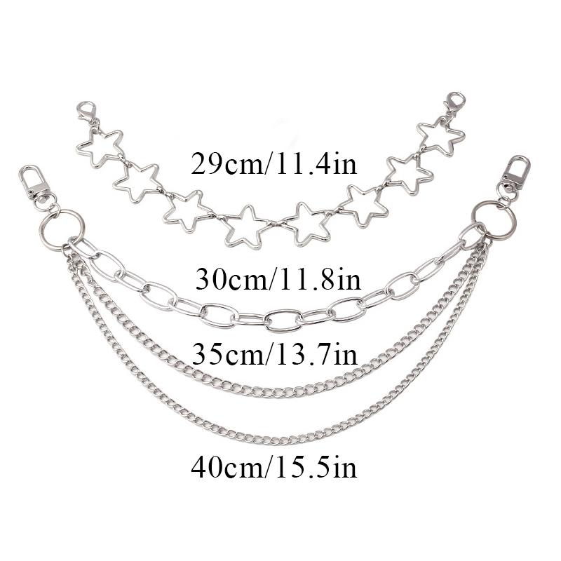 Multi-layer DIY Personality Bag Chain Decoration With Lobster Buckle Pentagram Pendant Clothing Chain Heart Star Bag Accessories