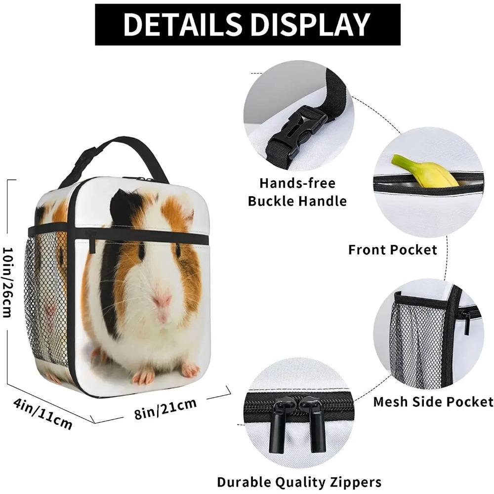 Cute Guinea Pig Lunch Box Portable Insulation Tote Bag Leakproof Lunch Cooler for School Work Office Picnic Beach Soft Freezable